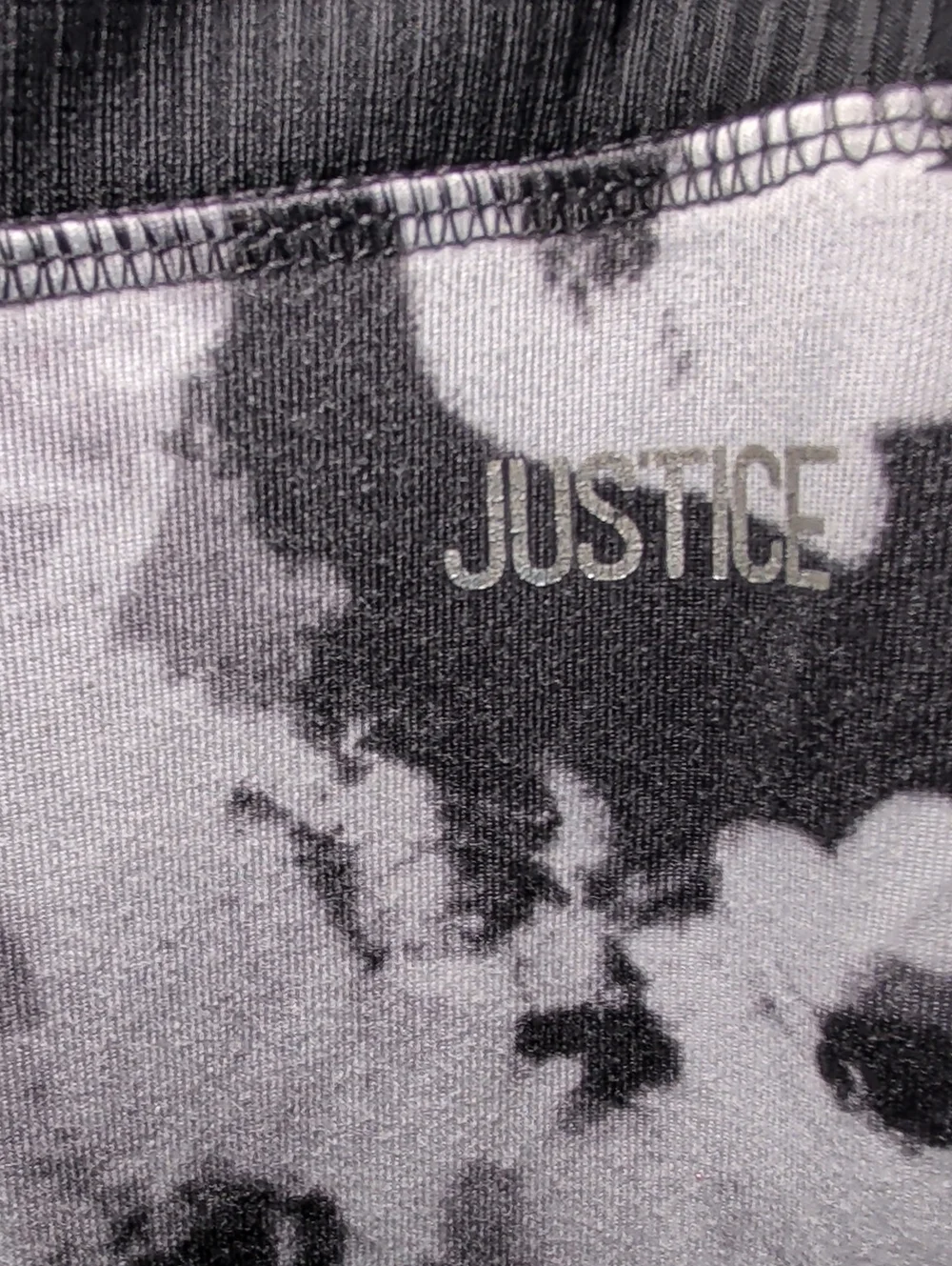 Justice Black + White Floral Leggings Sporty Athleisure Comfy Girls Size 10
